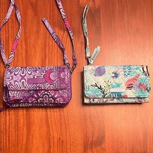 Vera Bradley Purple Paisley Crossbody & Seafoam Floral Wallet Duo